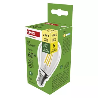 EMOS LED FLM MINI GL 3.8W(60W) 806lm E14 WW A CLAS