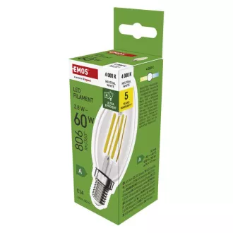 EMOS LED FLM LUMANARE 3.8W(60W) 806lm E14 NW CLASA A
