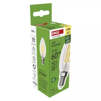 LUMANARE EMOS LED FLM 3,8W(60W) 806lm E14 WW CLASA A