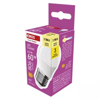 LED CLS MINI GLOBE 6.5W(60W) 806lm E27 WW