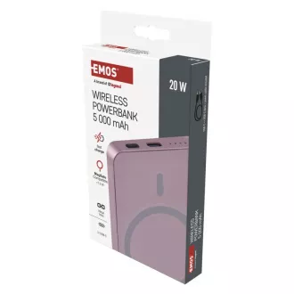 Baterie EMOS Powerbank WI 522, încărcare wireless 20W, 5.000mAh, SALMON, 1xUSB-C Baterie EMOS Powerbank WI 522, încărcare wireless 20W, 5.000mAh, SALMON, 1xUSB-C