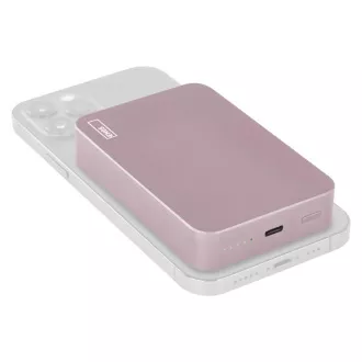 Baterie EMOS Powerbank WI1046, încărcare wireless 20W, 10.000mAh, SALMON, 1xUSB-C
