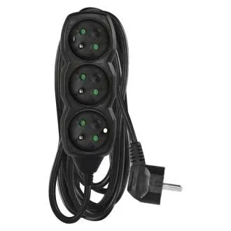 Prelungitor EMOS cu 3 pini/5m, negru, 1,5 mm Prelungitor EMOS cu 3 pini/5m, negru, 1,5 mm