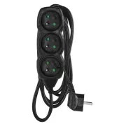 Prelungitor EMOS cu 3 pini/3m, negru, 1,5 mm