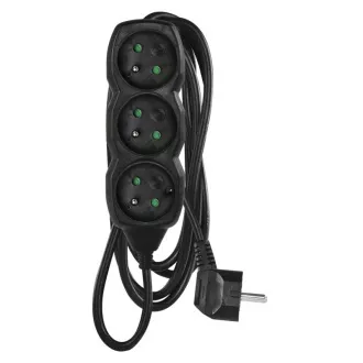 Prelungitor EMOS cu 3 pini/3m, negru, 1,5 mm