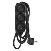 Prelungitor EMOS cu 3 pini/3m, negru, 1,5 mm