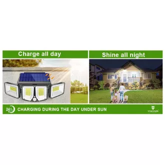 Lampă solară LED de exterior cu senzor de mișcare VIKING S180/1200lm/2200mAh/3 moduri/IP65