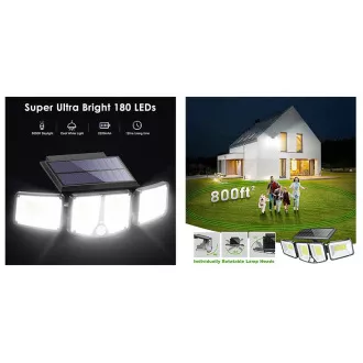 Lampă solară LED de exterior cu senzor de mișcare VIKING S180/1200lm/2200mAh/3 moduri/IP65