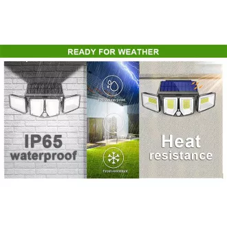Lampă solară LED de exterior cu senzor de mișcare VIKING S180/1200lm/2200mAh/3 moduri/IP65
