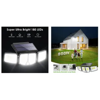 Lampă solară LED de exterior cu senzor de mișcare VIKING S180/1200lm/2200mAh/3 moduri/IP65 Lampă solară LED de exterior cu senzor de mișcare VIKING S180/1200lm/2200mAh/3 moduri/IP65