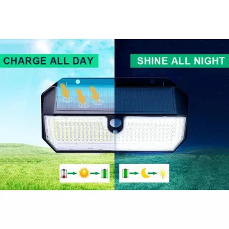 Lampă solară LED de exterior cu senzor de mișcare VIKING S282/2600lm/2200mAh/3 moduri/IP65 Lampă solară LED de exterior cu senzor de mișcare VIKING S282/2600lm/2200mAh/3 moduri/IP65