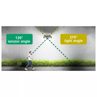 Lampă solară LED de exterior cu senzor de mișcare VIKING S282/2600lm/2200mAh/3 moduri/IP65 Lampă solară LED de exterior cu senzor de mișcare VIKING S282/2600lm/2200mAh/3 moduri/IP65