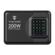 Încărcător USB GaN Viking 200W PD PRO/adaptor de alimentare/Ieșire: 3xUSB-C, 2xUSB-A/Încărcare rapidă/