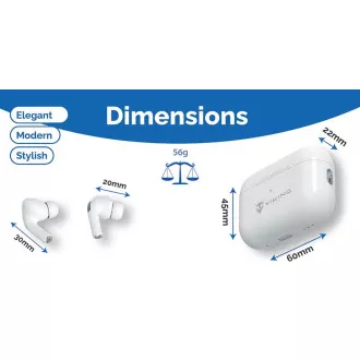 Căști Bluetooth fără fir Viking AIR PLUS/ANC/BT/Wireless/Alb