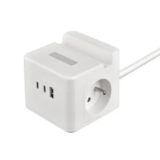 Adaptor de alimentare VIKING YC23H, alb/Ieșire: 2xAC, 1xUSB-A, 2xUSB-C/suport telefon mobil/lumină LED/cablu 1,4 m Adaptor de alimentare VIKING YC23H, alb/Ieșire: 2xAC, 1xUSB-A, 2xUSB-C/suport telefon mobil/lumină LED/cablu 1,4 m
