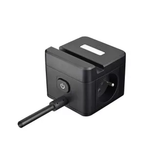 Adaptor de alimentare VIKING YC23H, negru/Ieșire: 2xAC, 1xUSB-A, 2xUSB-C/suport telefon mobil/lumină LED/cablu 1,4 m