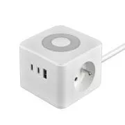 Adaptor de alimentare VIKING YC23L, alb/Ieșire: 2xAC, 1xUSB-A, 2xUSB-C/lampă tactilă/cablu de 1,4 m