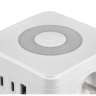 Adaptor de alimentare VIKING YC23L, alb/Ieșire: 2xAC, 1xUSB-A, 2xUSB-C/lampă tactilă/cablu de 1,4 m
