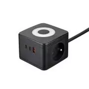 Adaptor de alimentare VIKING YC23L, negru/Ieșire: 2xAC, 1xUSB-A, 2xUSB-C/lampă LED tactilă/cablu de 1,4 m