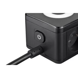 Adaptor de alimentare VIKING YC23L, negru/Ieșire: 2xAC, 1xUSB-A, 2xUSB-C/lampă LED tactilă/cablu de 1,4 m