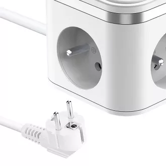 Adaptor de alimentare VIKING YC33, alb/Ieșire: 3xAC, 1xUSB-A, 2xUSB-C/Buton ON/OFF/Cablu 1.4m