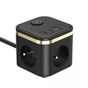 Adaptor de alimentare VIKING YC33, negru/Ieșire: 3xAC, 1xUSB-A, 2xUSB-C/Buton ON/OFF/Cablu 1.4m