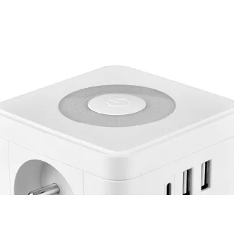 Adaptor de alimentare VIKING Y23L, alb/Ieșire: 2xAC, 1xUSB-A, 2xUSB-C/lumină LED tactilă