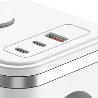 Adaptor de alimentare VIKING Y33, alb/Ieșire: 3xAC, 1xUSB-A, 2xUSB-C/Buton ON/OFF