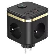 Adaptor de alimentare VIKING Y33, negru/Ieșire: 3xAC, 1xUSB-A, 2xUSB-C/Buton ON/OFF