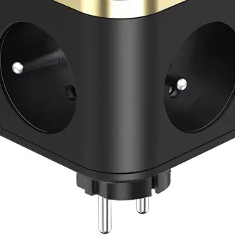 Adaptor de alimentare VIKING Y33, negru/Ieșire: 3xAC, 1xUSB-A, 2xUSB-C/Buton ON/OFF