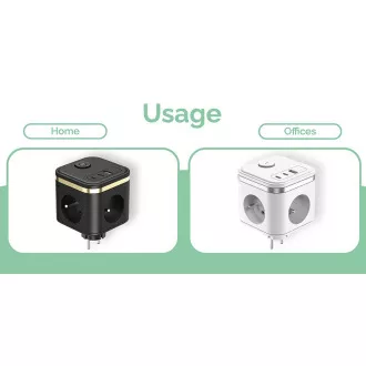 Adaptor de alimentare VIKING Y33, negru/Ieșire: 3xAC, 1xUSB-A, 2xUSB-C/Buton ON/OFF