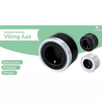Modul priză Viking A40SB, argintiu-negru/ieșiri - 1xAC/putere până la 2500W/230V, 16A, 50Hz/Tip priză