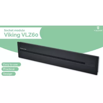 Priză încastrată Viking LZ60B/230V, 50Hz/lungime 60cm/negru/până la 7 module/IP20/aluminiu/încastrat