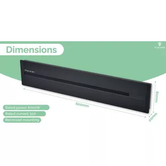 Priză încastrată Viking LZ60B/230V, 50Hz/lungime 60cm/negru/până la 7 module/IP20/aluminiu/încastrat