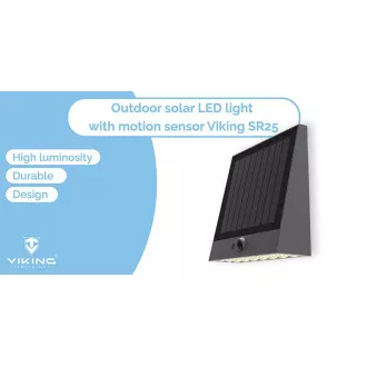 Lampă solară LED de exterior Viking SR25/Senzor de mișcare/1000 lm/4 moduri/IP54/alb zi