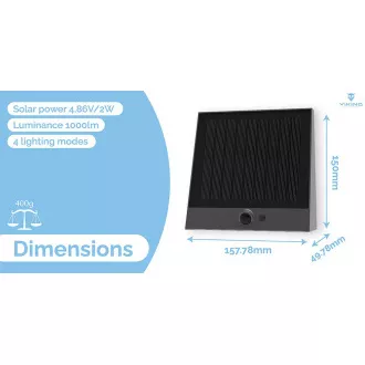 Lampă solară LED de exterior Viking SR25/Senzor de mișcare/1000 lm/4 moduri/IP54/alb zi