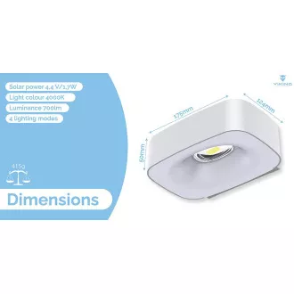Lampă solară LED de exterior Viking SR38/700 lm/4 moduri/IP65/alb zi