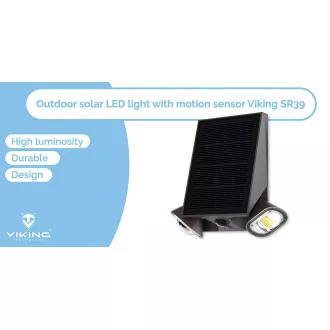 Lampă solară LED de exterior Viking SR39/Senzor de mișcare/800 lm/IP44/4 moduri/alb zi
