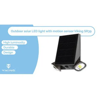 Lampă solară LED de exterior Viking SR39/Senzor de mișcare/800 lm/IP44/4 moduri/alb zi