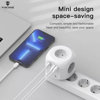 Adaptor de alimentare Viking AC43/Ieșire: 4xAC, 2xUSB-A, 1xUSB-C/alimentare până la 3500W/buton ON/OFF