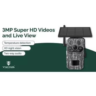 Cameră solară Viking HDs05 4G/2304x1296/detecție PIR/senzor de mișcare/7800mAh