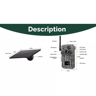 Cameră solară Viking HDs05 4G/2304x1296/detecție PIR/senzor de mișcare/7800mAh