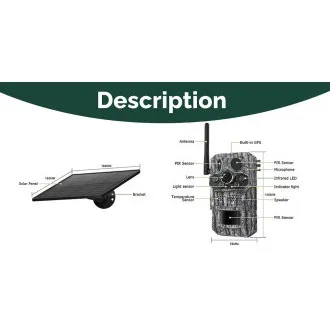 Cameră solară Viking HDs05 4G/2304x1296/detecție PIR/senzor de mișcare/7800mAh Cameră solară Viking HDs05 4G/2304x1296/detecție PIR/senzor de mișcare/7800mAh