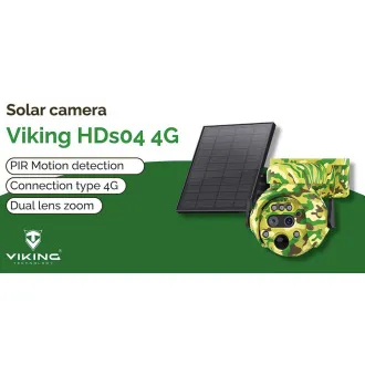 Cameră solară Viking HDs04 4G gri/2304x1296/detecție PIR/senzor de mișcare/7800mAh