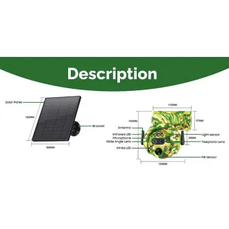 Cameră solară Viking HDs04 4G gri/2304x1296/detecție PIR/senzor de mișcare/7800mAh