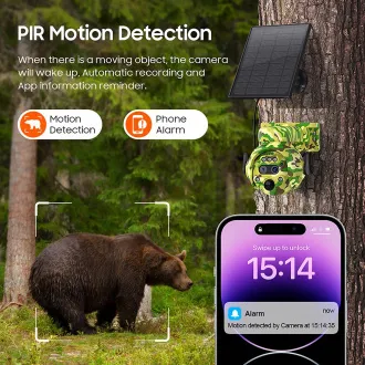 Cameră solară Viking HDs04 4G gri/2304x1296/detecție PIR/senzor de mișcare/7800mAh