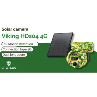 Cameră solară Viking HDs04 4G gri/2304x1296/detecție PIR/senzor de mișcare/7800mAh