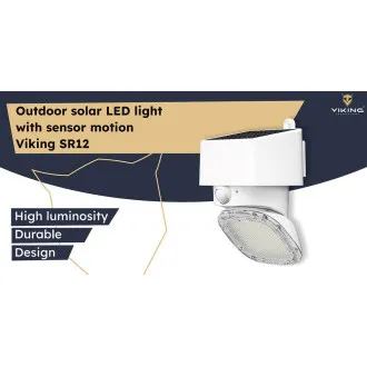 Lampă solară LED de exterior Viking SR12/2000lm /alimentată cu energie solară /3000K + 4000K (alb cald și alb-zi) Lampă solară LED de exterior Viking SR12/2000lm /alimentată cu energie solară /3000K + 4000K (alb cald și alb-zi)