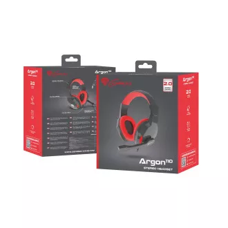 Căști stereo pentru jocuri Genesis Argon 110, negru-roșu, 2x jack