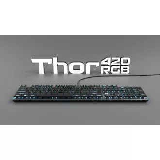 Tastatură mecanică Genesis Gaming THOR 420/RGB/Content Slim Blue/Wireless USB/US layout/Gray